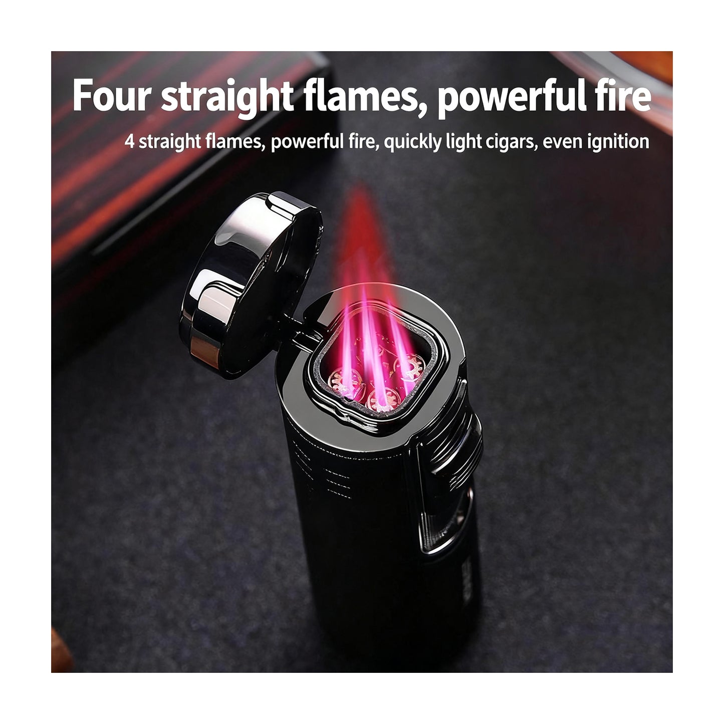 Honest Torch Lighter, 4 Jet Flame Lighter with Punch,Refillable Butane Windproof Lighter Gift for Men (Without Gas)