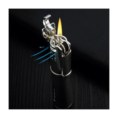 Honest Metal Kerosene Gasoline Vintage Collectible Lighter, Wheeled Trench Cool Lighter Windproof Trench (Liquid Not Included) Refillable Fuel, Portable Candle Cigar Lighter Outdoor Camping