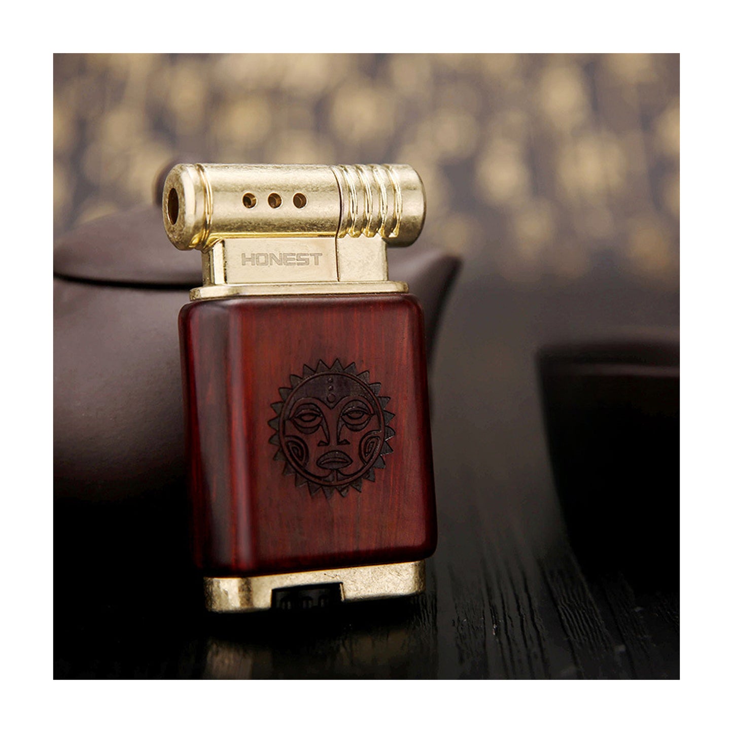 Honest New Sandalwood Gas Lighter Creative Retro Vintage Metal  Style Lighter Gift