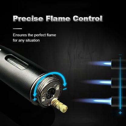 Honest Torch Lighters,5 in 1 Refillable Butane Torch Lighters,Butane Not Included, Windproof Adjustable Jet Flame Pen Shape Lighter with Cutter Punch,Holder,Draw Tool Gas Lighter Accessories Kit in Gift Box