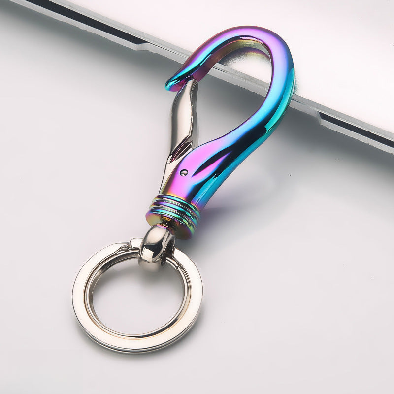 Honest Stainless Steel Plated Double Ring Keychain, Simple Metal Couple Keyring, Creative Gift for Him and Her