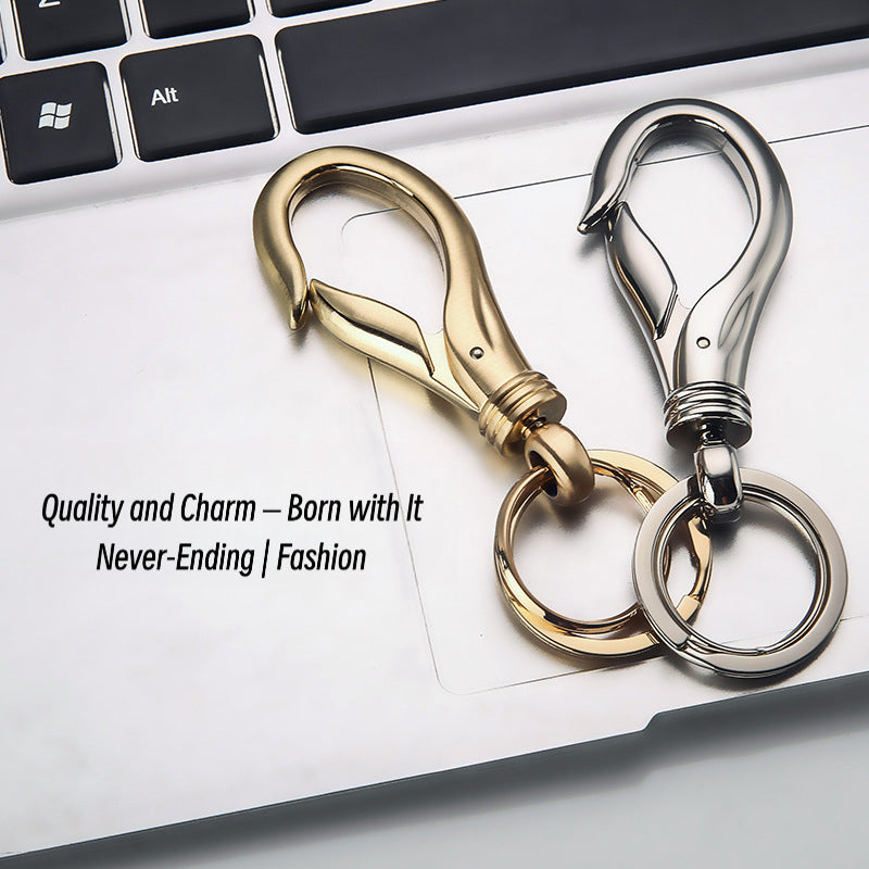 Honest Stainless Steel Plated Double Ring Keychain, Simple Metal Couple Keyring, Creative Gift for Him and Her