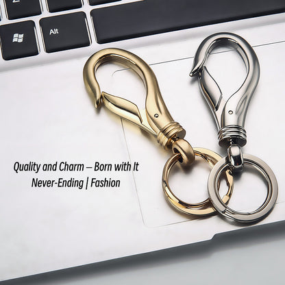 Honest Stainless Steel Plated Double Ring Keychain, Simple Metal Couple Keyring, Creative Gift for Him and Her