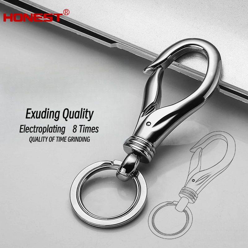 Honest Stainless Steel Plated Double Ring Keychain, Simple Metal Couple Keyring, Creative Gift for Him and Her