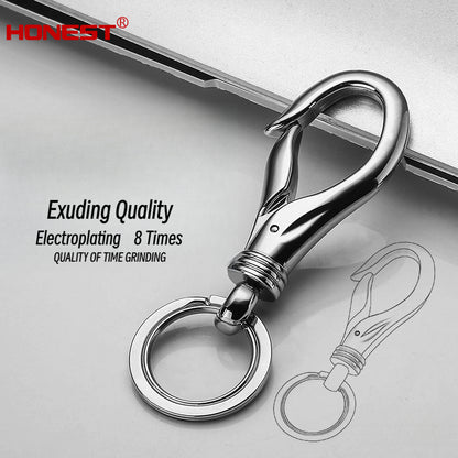 Honest Stainless Steel Plated Double Ring Keychain, Simple Metal Couple Keyring, Creative Gift for Him and Her