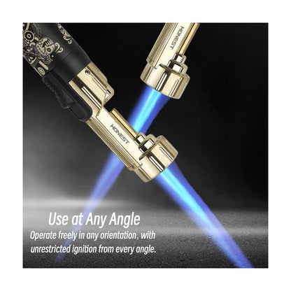 Honest Metal Windproof Blue Flame Torch Lighter Refillable Butane High Heat Outdoor Igniter
