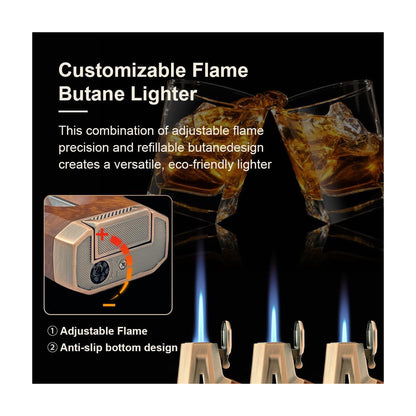Honest Torch Lighter with V Cutter,Refillable Windproof Adjustable Jet Flame with Fuel Window Butane Torch Lighter,Gifts for Men (Butane not Include)