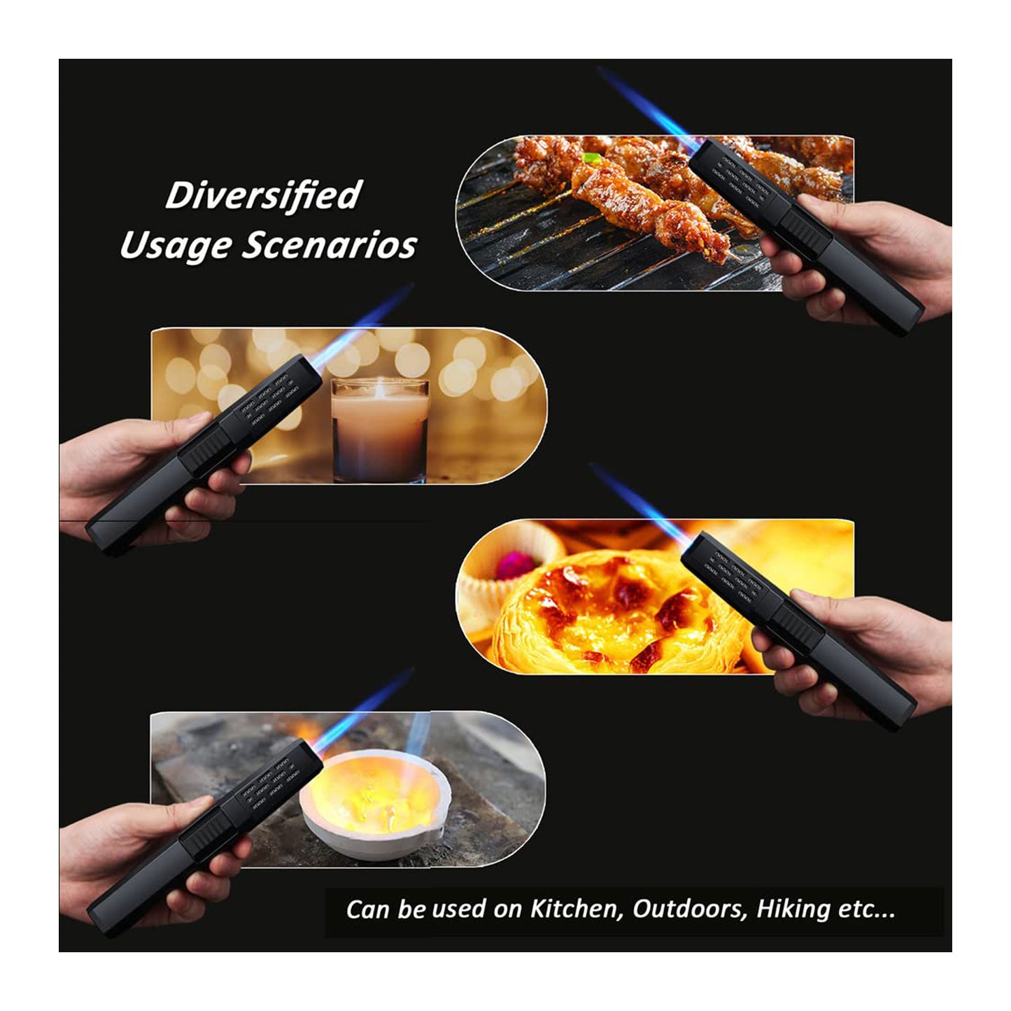 HONEST Refillable Butane Torch Lighter – Adjustable Jet Flame Pen Torch for Grilling, BBQ, Candles, and Camping