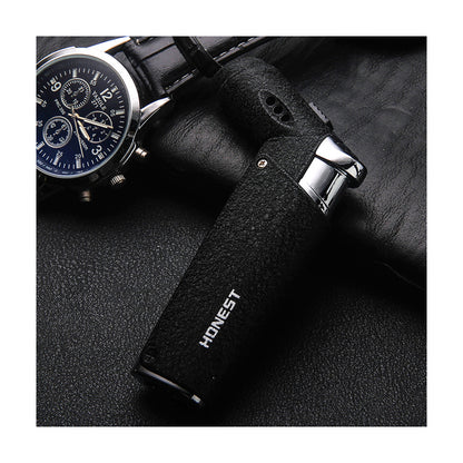 HONEST Mini Portable Windproof Refillable Metal Butane Lighter Straight Jet Flame Compact Pocket Lighter for Men Gift