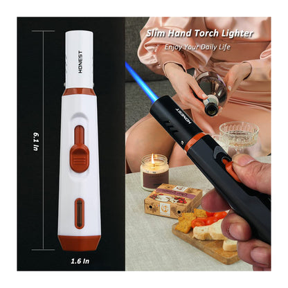 Refillable Butane Torch Lighter – Single Jet Flame for Candles, Grills, BBQ, and Camping (Gas Not Included)