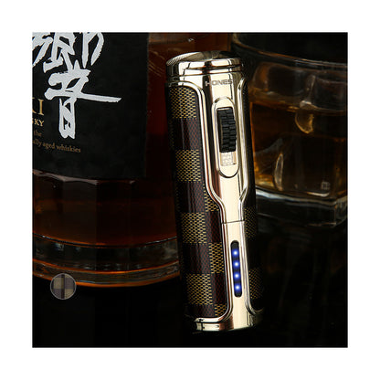 Honest New Creative Rechargeable Windproof Igniter, Triple Jet Flame High-End Lighter for Outdoor & Indoor Use