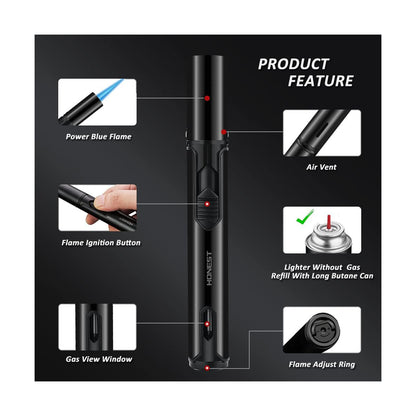 Honest Torch Lighters, Butane Lighters Refillable Single Jet Flame for Candle Grill BBQ Camping