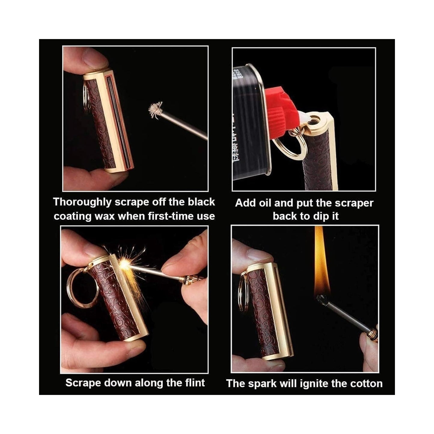 Honest Permanent Match,Keychain Matchstick Fire Starter Immortal Lighter,Flint Match Stick Kerosene Refillable Lighter for Outdoor Camping Survival