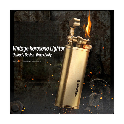 Honest Vintage Creative Grinding Wheel Retro Collectible Brass Kerosene Lighter Classic Men’s Pocket Lighter
