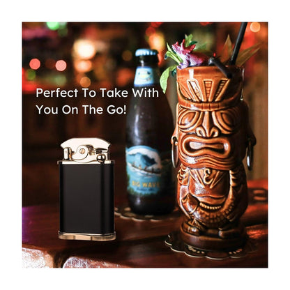 Honest  Retro Triple Flame Butane Lighter, Refillable, Windproof, Adjustable Flame, Built-in Cutter, Detachable Poker