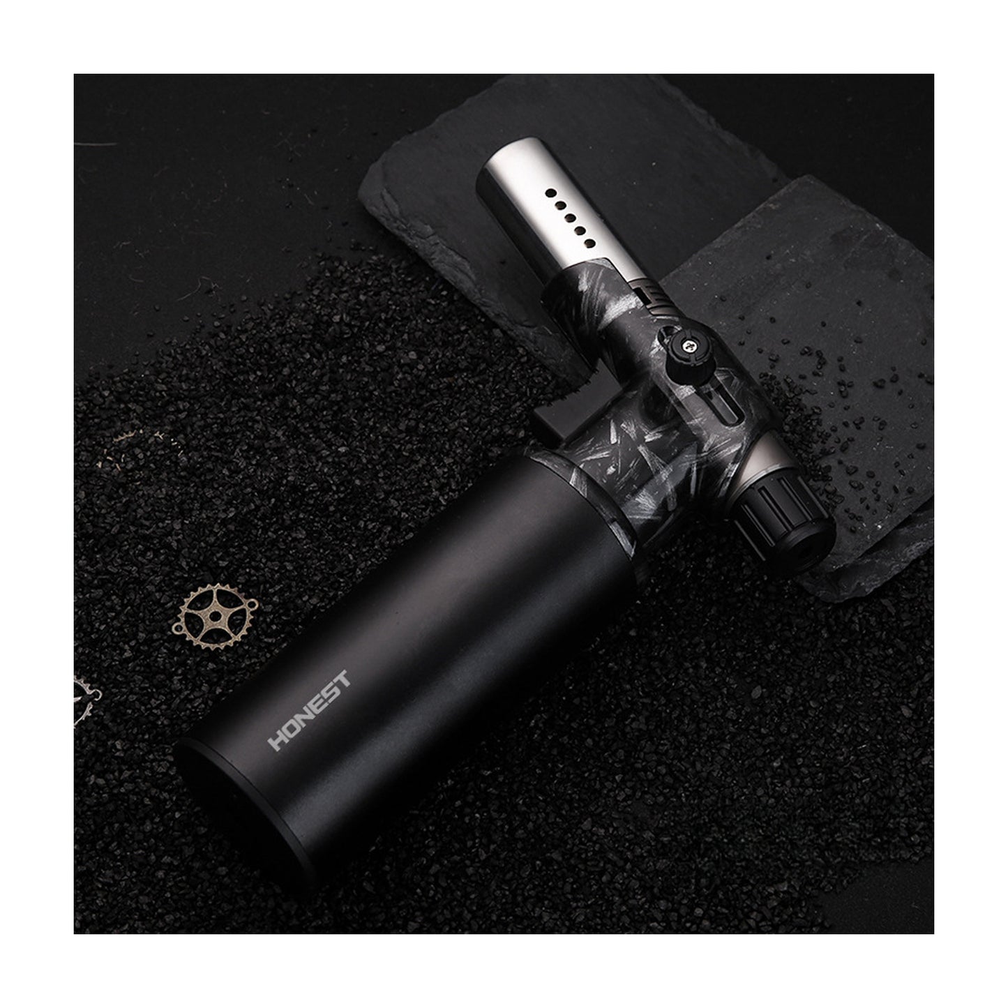 Honest Windproof Jet Flame Lighter Metal Refillable Butane Torch for Outdoor BBQ and Creative Use