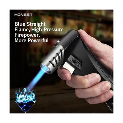 Honest Butane Jet Flame Cooking Lighter, Metal Windproof Lighter, Refillable Torch Lighter, Adjustable Flame Size Lighter for Kitchen Grill BBQ Candle Camping (Butane Not Included)