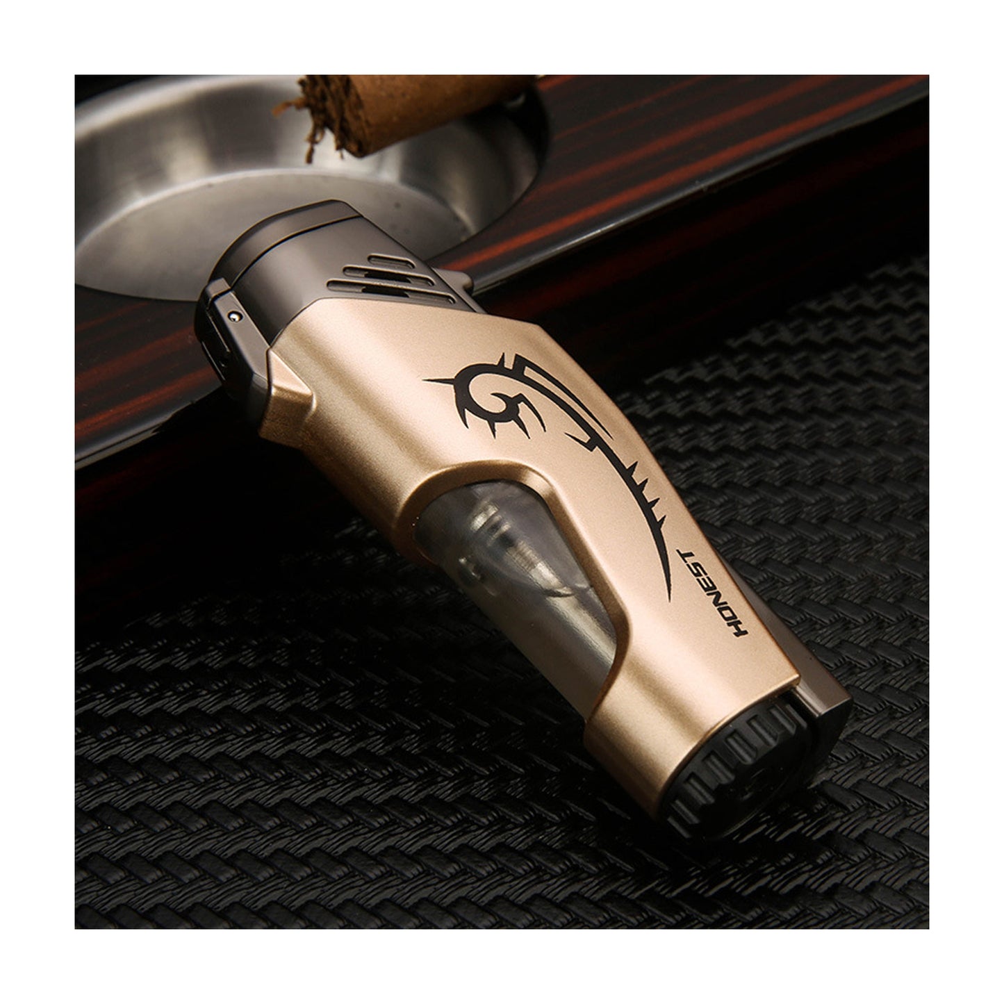 Honest New Dual Jet Blue Flame Windproof Portable Refillable Lighter Personalized Design Business Gift