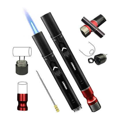 Honest Torch Lighters,5 in 1 Refillable Butane Torch Lighters,Butane Not Included, Windproof Adjustable Jet Flame Pen Shape Lighter with Cutter Punch,Holder,Draw Tool Gas Lighter Accessories Kit in Gift Box
