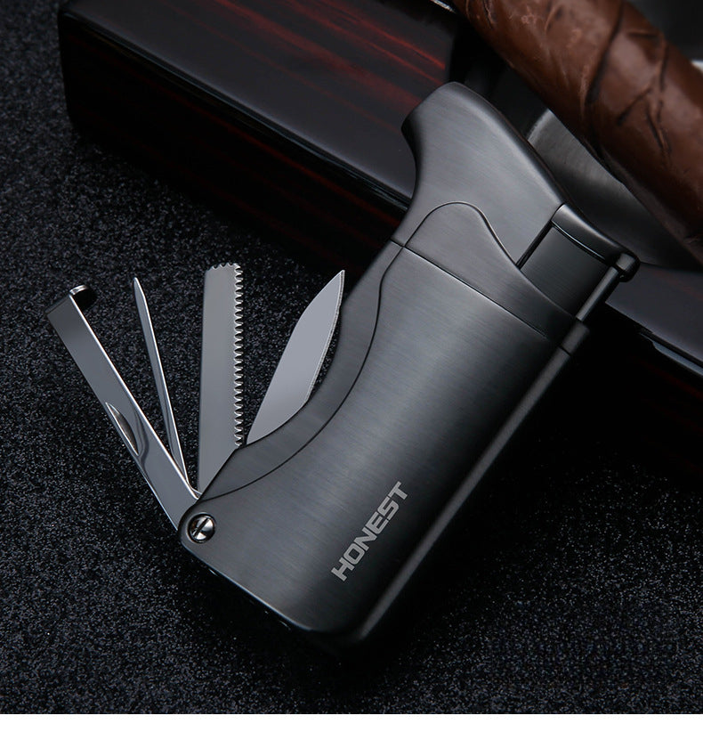 Honest Multi Function Soft Flame Lighter,Refillable Butane Gas Lighter with Pipe Tools