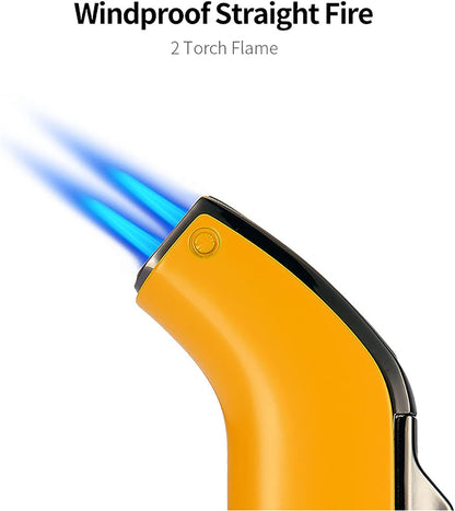 Honest Cigar Lighter Double Tube Windproof Metal Torch Refillable Portable Smoking Accessories for Kitchen BBQ Camping