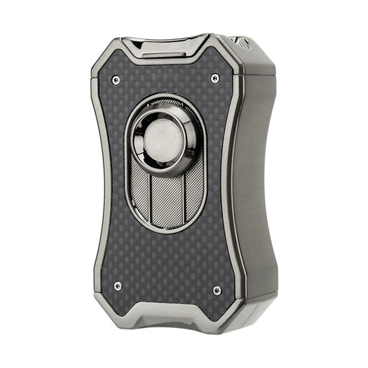 Honest Windproof Four-Jet Flame Lighter, Pure Metal, Butane Refillable, Multi-Function, with Viewing Window, Gift