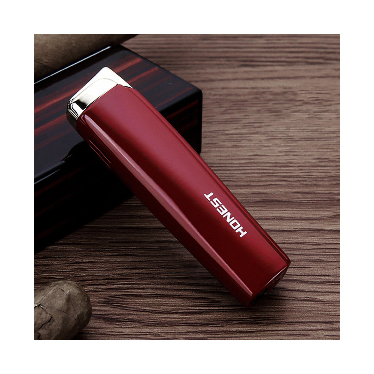 Honest Portable Blue Straight Flame Lighter Windproof Butane Lighter Jet Single Flame Lighter Convenient and Compact Rechargeable Adjustable Flame Suitable for Men's Gifts