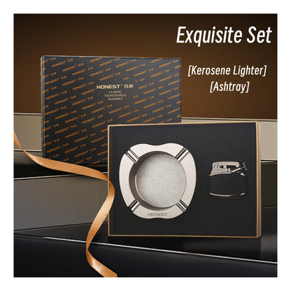 Honest Premium Metal Ashtray for Home Office Hotel Bar and Internet Cafe with Lighter