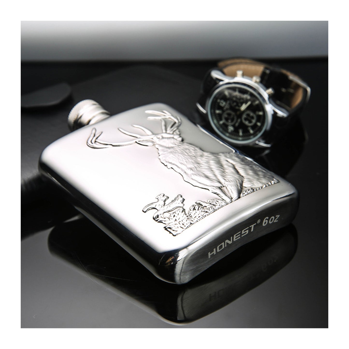 Honest Genuine 304 Stainless Steel Hip Flask 6oz Portable Outdoor Handmade Liquor Flask with Funnel