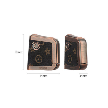 Honest Leather Metal One Piece Cast Vintage Retro Kerosene Lighter Refillable Fuel Push Ignition Design Windproof Trench