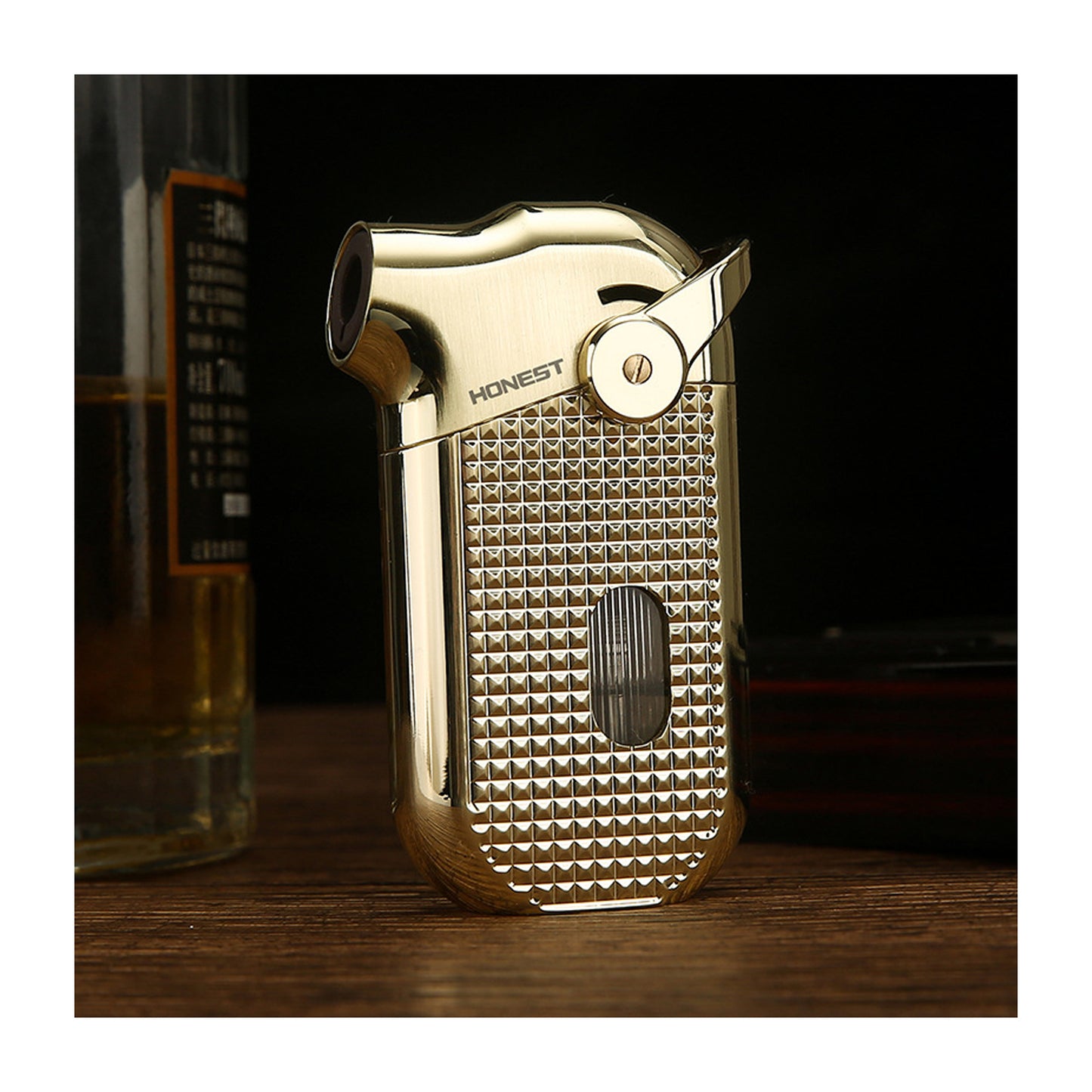 Honest Windproof Refillable Butane Jet Flame Metal Lighter Blue Flame Luxury Stylish Gift for Men