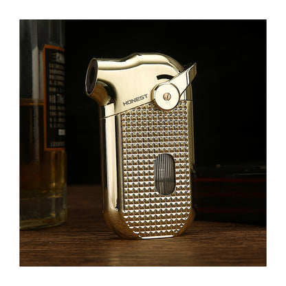 Honest Windproof Refillable Butane Jet Flame Metal Lighter Blue Flame Luxury Stylish Gift for Men