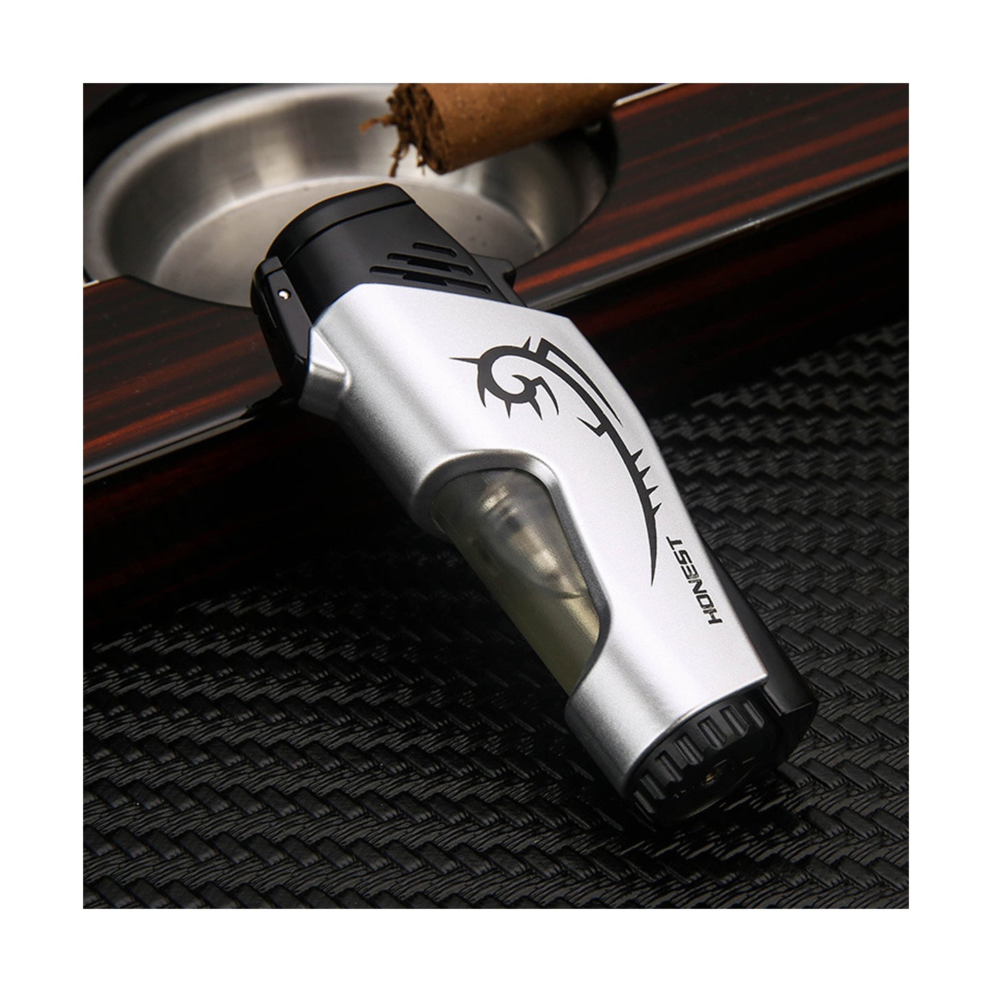 Honest New Dual Jet Blue Flame Windproof Portable Refillable Lighter Personalized Design Business Gift