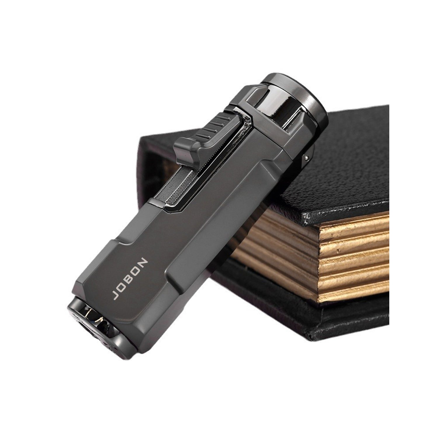 Metal Triple Jet Flame Windproof Refillable Lighter with Built-in Punch Tool