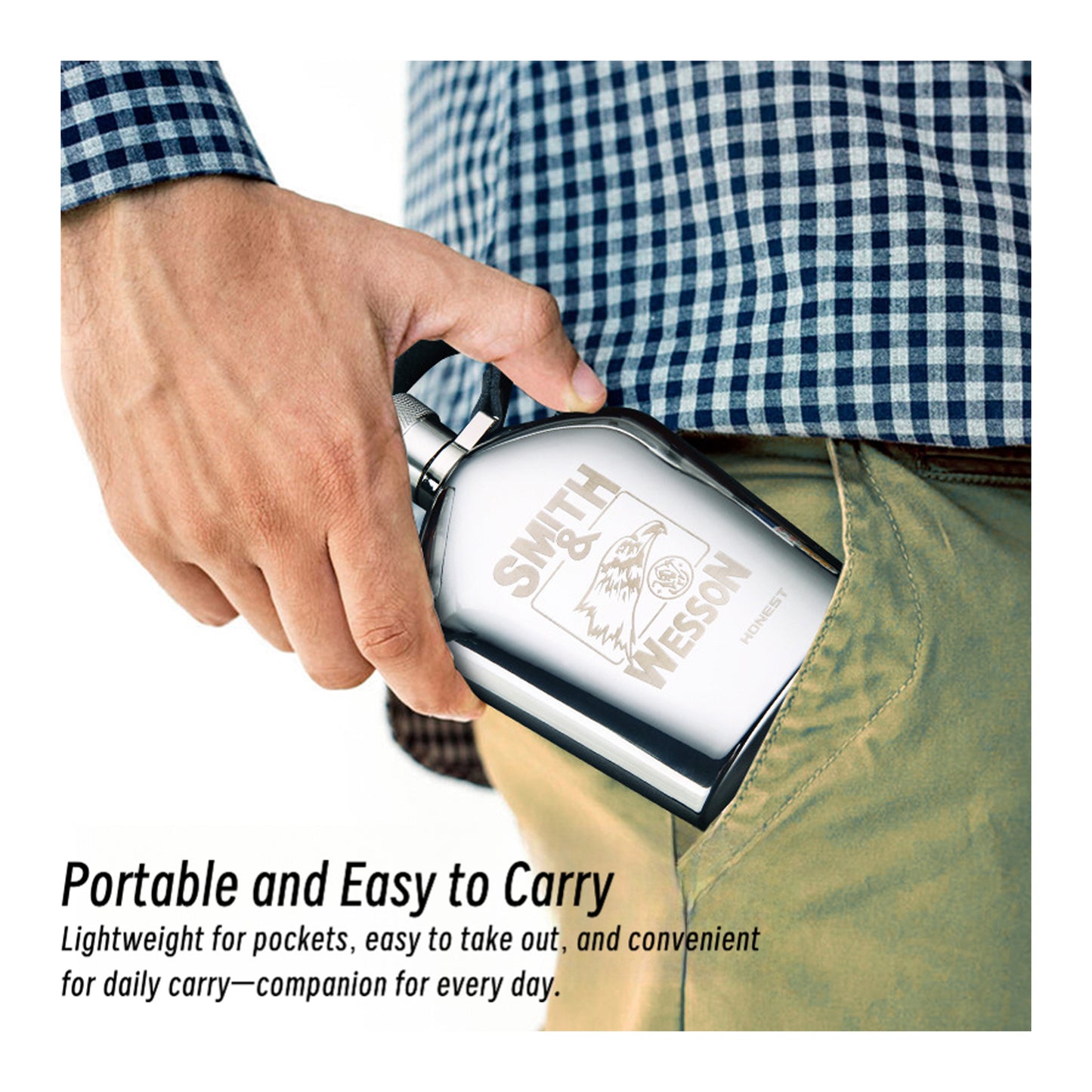 Honest Genuine German Style 5oz Portable 304 Stainless Steel Hip Flask Set for Spirits and Liquor