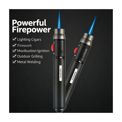 Honest Pen-Style Cigar Lighter, refillable with butane, dual flame modes, conveniently portable, ideal for cigar connoisseurs