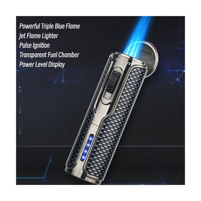 Honest New Creative Rechargeable Windproof Igniter, Triple Jet Flame High-End Lighter for Outdoor & Indoor Use