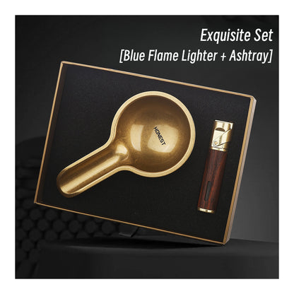 Honest 2025 New Windproof Refillable Lighter with Durable Metal Ashtray Gift Set for Home or Office