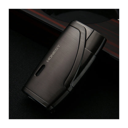 Honest Dual Windproof Flame Portable Lighter Premium Metal Inflatable Cigar Lighter with 7mm Punch