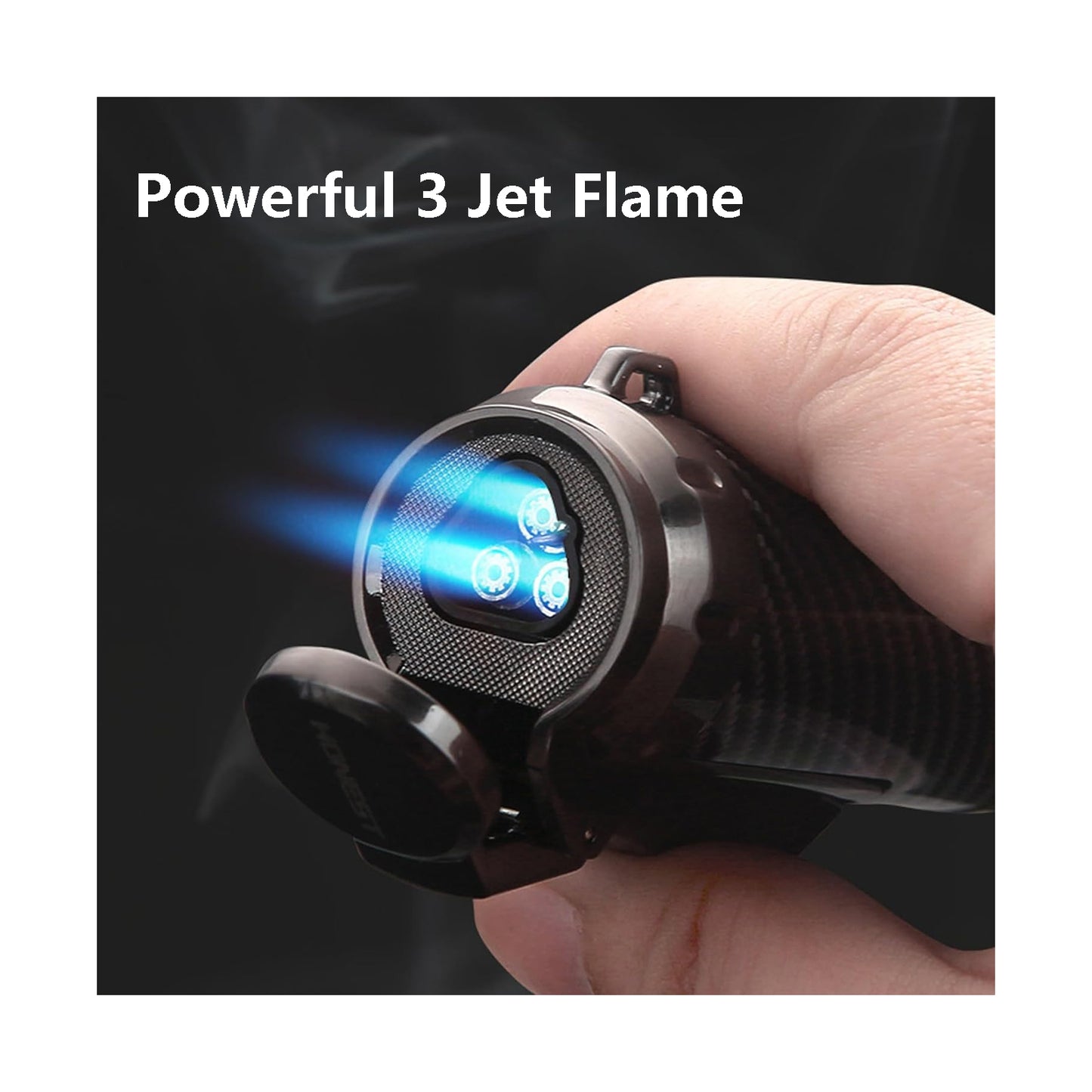 Honest Windproof Butane Lighter Jet 3 Flames Hidden Punch Tool Visible Butane Adjustable Flame Suitable for Outdoor Men Gift Camping (Butane Not Included)