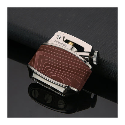Honest Retro Lighter Wheel Kerosene Groove Copper Old-Fashioned Gasoline Brass High-End Foreskin Cigarette Personalized One-Button Ejection Ignition