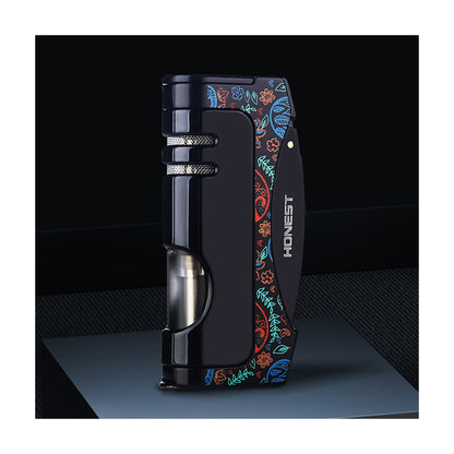 Honest Premium Creative Jet Flame Lighter Metal Refillable Lighter with Built-In Precision Cutter Tool