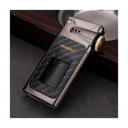 Honest Metal Vintage Windproof Kerosene Lighter, Classic Soft Flame, Portable Transparent Window Reusable Lighter, Gift for Men (Kerosene Not Included)