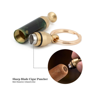 Honest Solid Brass 2-in-1 Cigar Punch Cutter Cigar Needle with Keychain, Cigar Draw Enhancer, Premium Cigar Accessories Tool