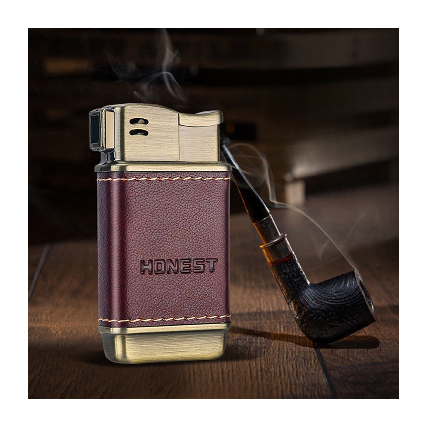 Honest Angled Flame Lighter Classic Retro Refillable Butane Lighter for Men Gift
