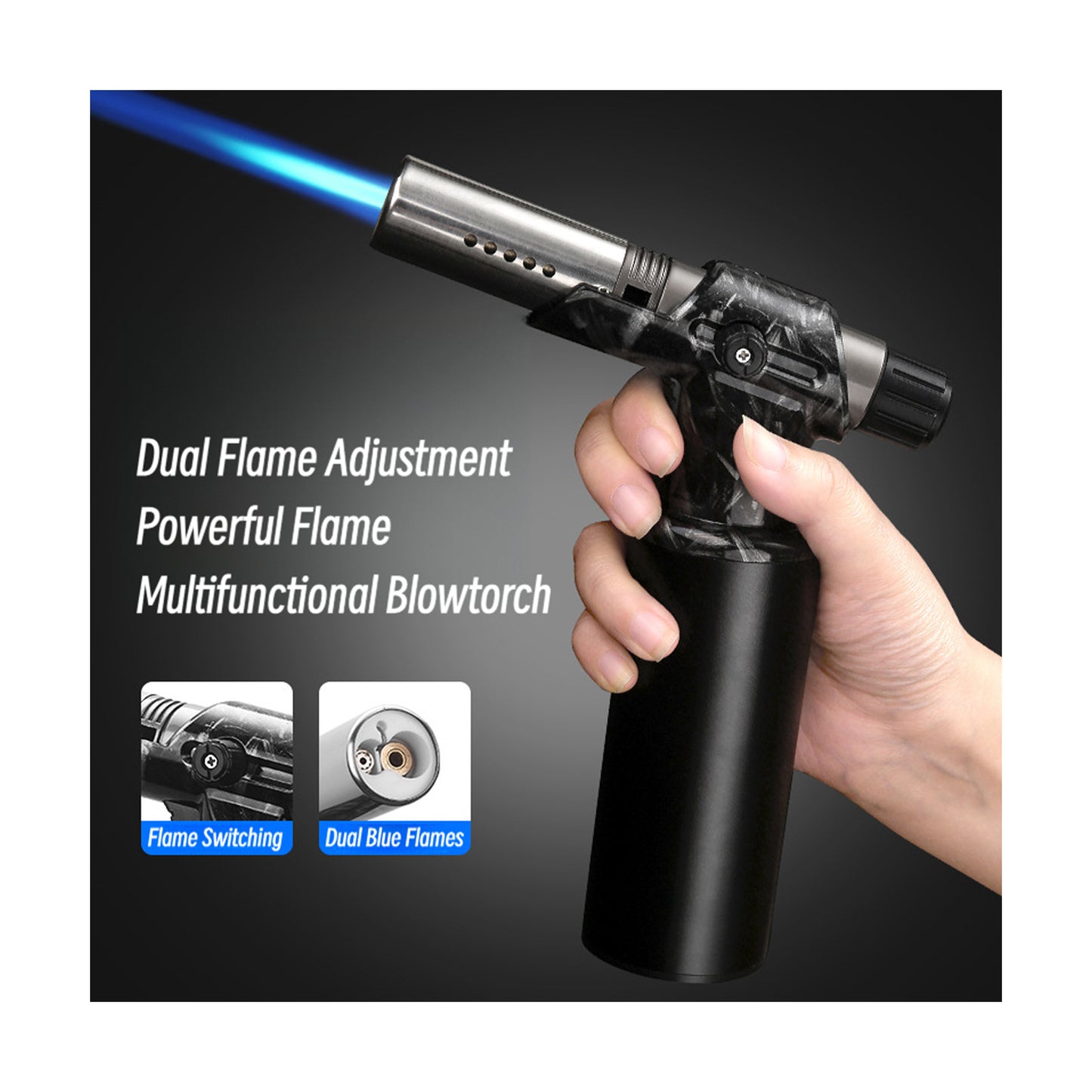 Honest Windproof Jet Flame Lighter Metal Refillable Butane Torch for Outdoor BBQ and Creative Use