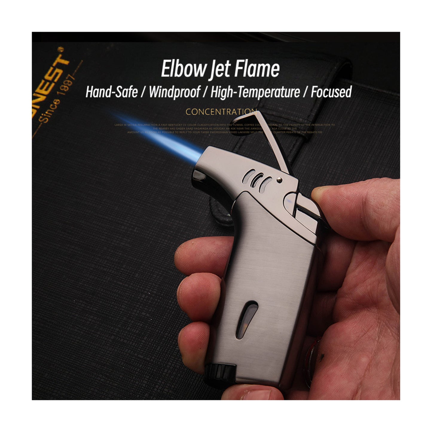 Honest Outdoor Angled Jet Torch Lighter Metal Refillable Windproof Flame for Camping Incense Mosquito Coil and Moxa Heating