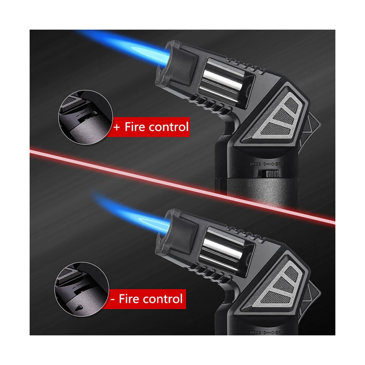 Honest Butane Torch Lighter Refillable Adjustable Jet Flame, Multipurpose Outdoor Windproof Cooking Cool Torch Lighters (Butane Not Included)