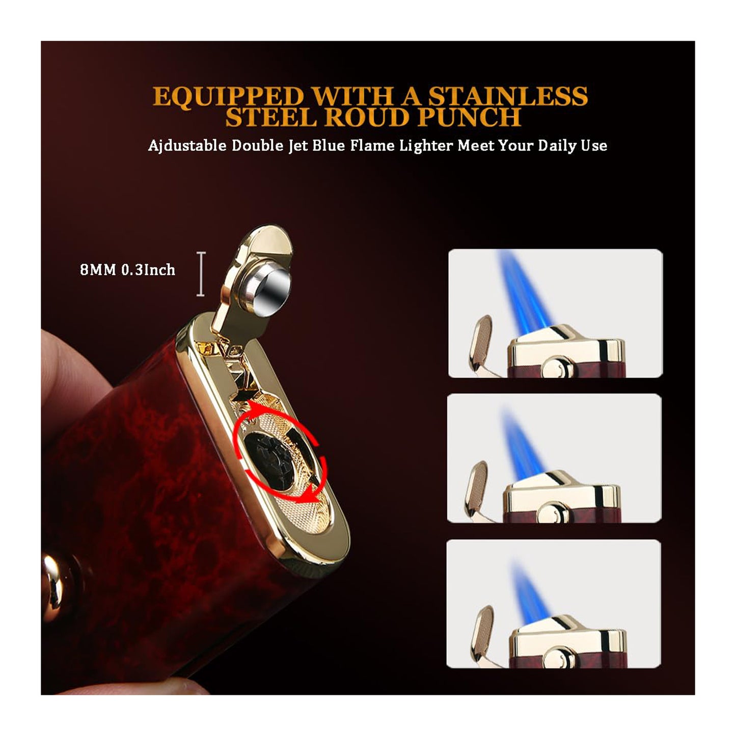 HONEST Double Jet Flame Torch Lighter – Pocket Lighter Gift for Men, Ideal for BBQ, Kitchen, Fireplace, and Candles