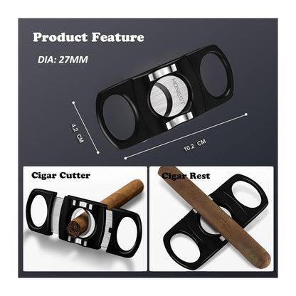 Double Jet Flame Torch Lighter and Cutter Gift Set for Men – Sleek Black Lighter Included